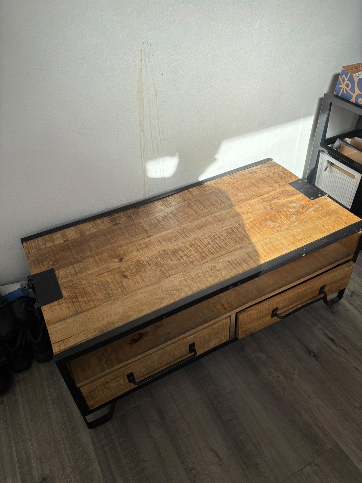 Diverse mangohouten meubels en sidetables, Ophalen, Gebruikt, Rond, 25 tot 50 cm