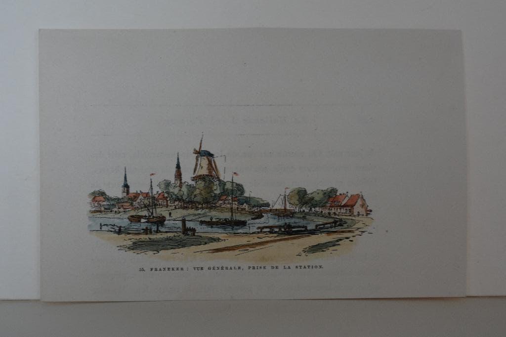 FRANEKER FRJENTSJER STADSGEZICHT Houtgravure Anno 1881 GI4, Antiek en Kunst, 1800 - 1899, Verzenden, Stadsgezicht, 5 cm