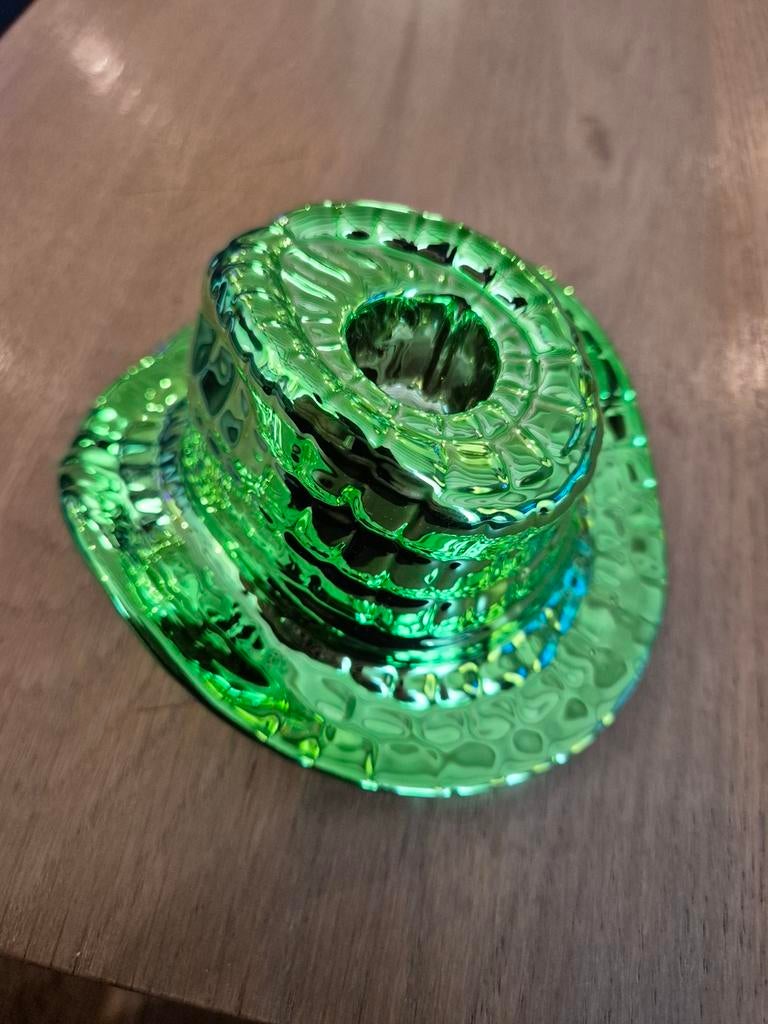 Unieke Cowboy Hoed Kandelaar - Groen Metallic, Overige materialen, Nieuw, Ophalen of Verzenden, Groen
