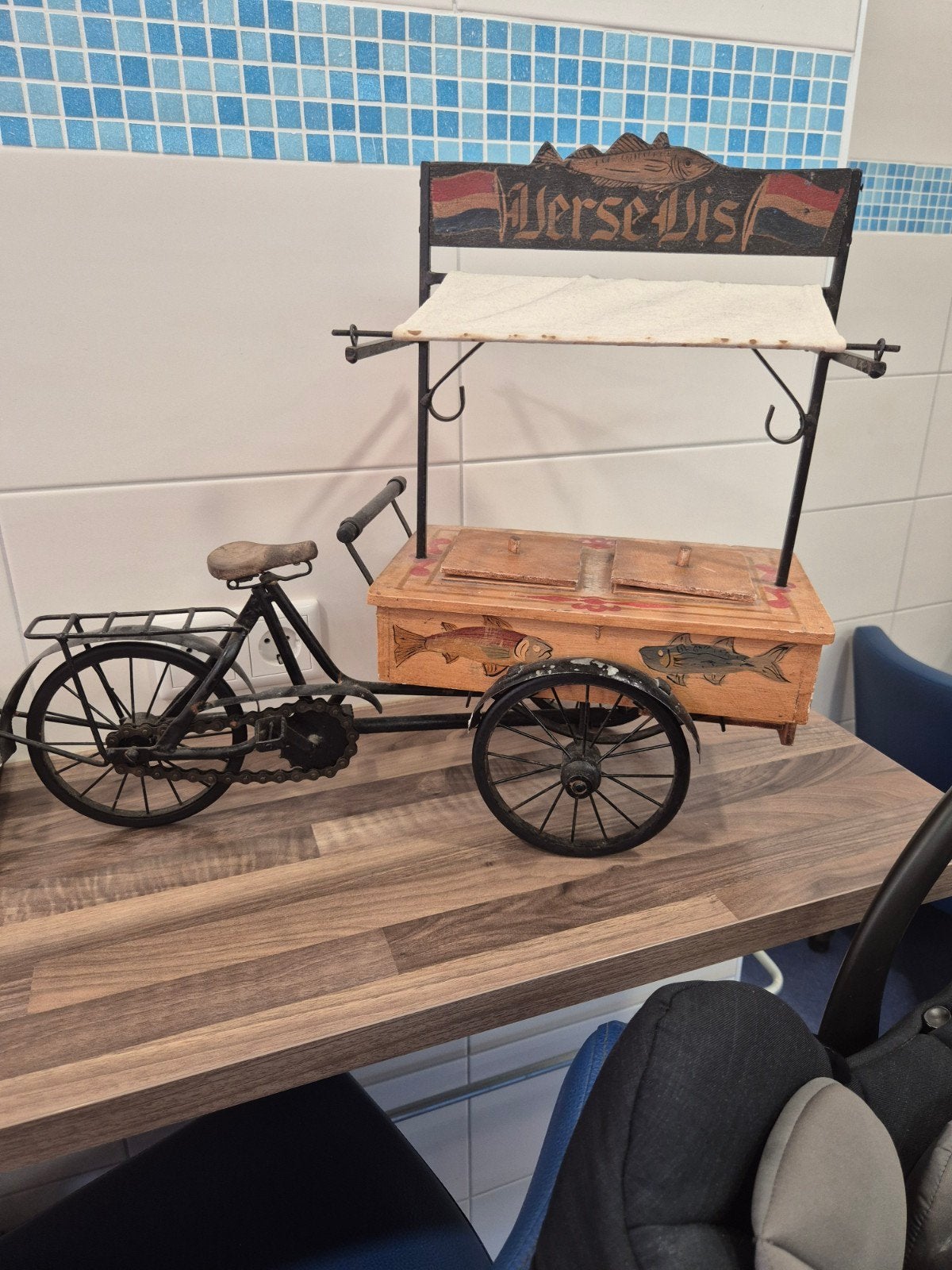 Antieke Haring Bakfiets Decoratie - Verse Vis, Ophalen