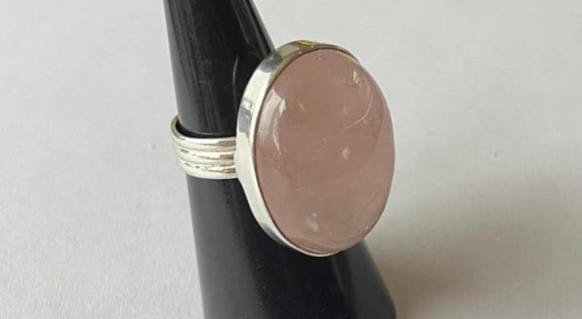 Zilveren ROZENKWARTS ring maat 16 1/4, Sieraden, Tassen en Uiterlijk, Ringen, Verzenden, Roze, Dame, Zilver
