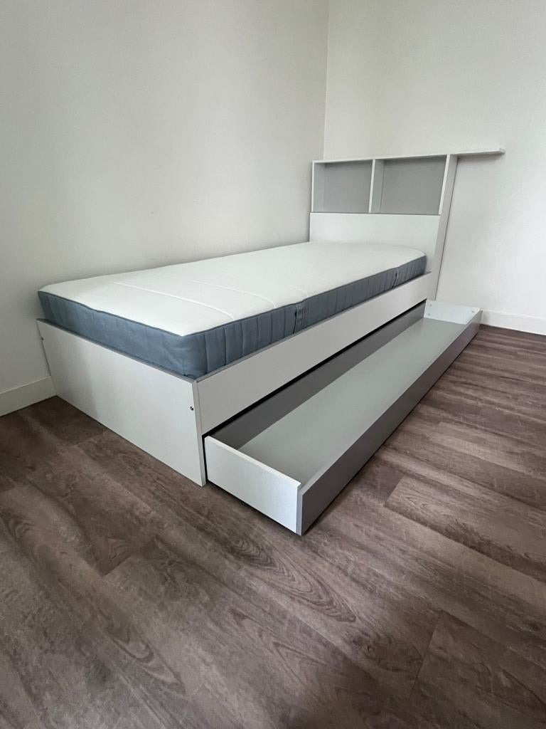 Erwan hoek kinderbed met vakken en kastjes, Ophalen, Lattenbodem, 180 cm of meer, 100 cm of meer