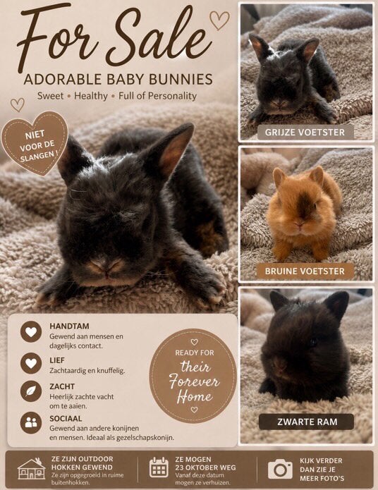 Baby konijntjes te koop, Dieren en Toebehoren, Ophalen of Verzenden, Knaagdier of Konijn