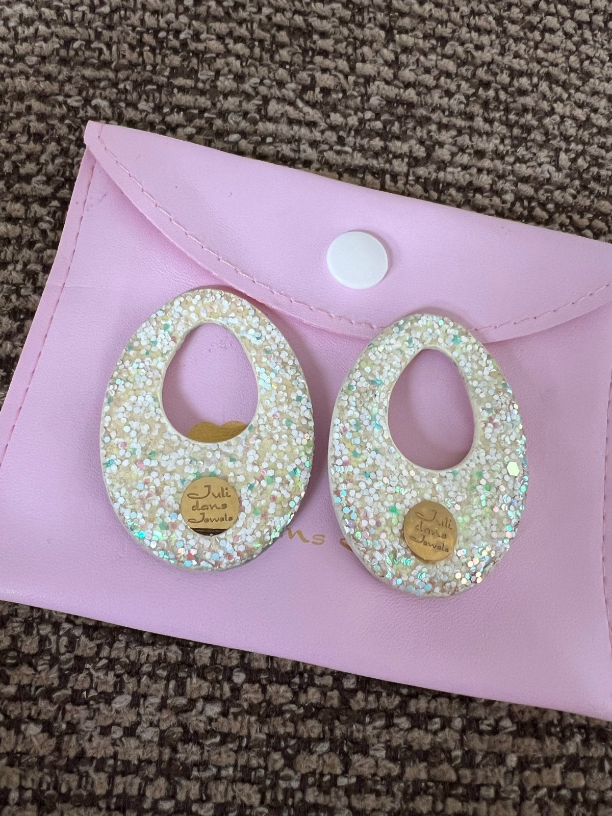 Juli dans Jewels oorbellen hangers wit glitter, Overige materialen, Hangers, Wit, Nieuw