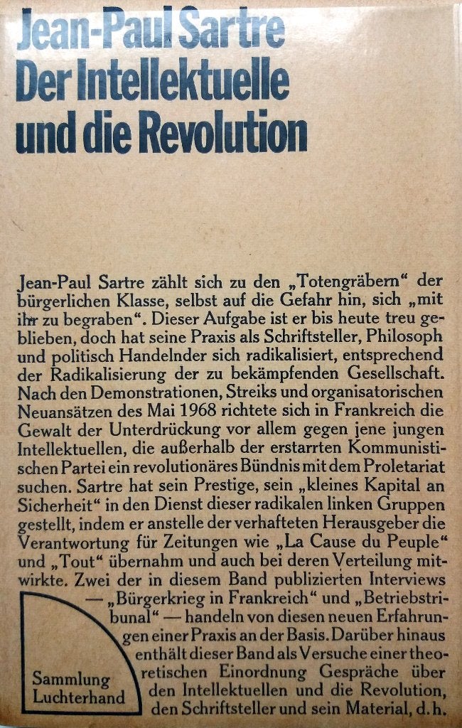 Jean-Paul Sartre - Der Intellektuelle und die Revolution, Boeken, Ophalen of Verzenden, Gelezen, Fictie