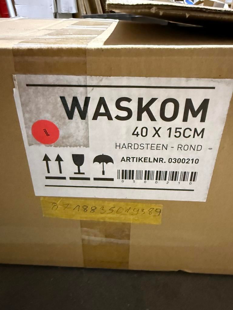 Ronde waskom van hardsteen - 40x15cm, Ophalen, Nieuw, Steen, Wastafel