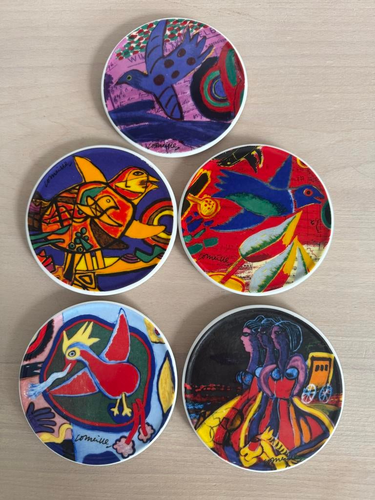 5 originele Corneille onderzetters - Kunstzinnig design, Ophalen of Verzenden, Nieuw, Porselein, Overige typen
