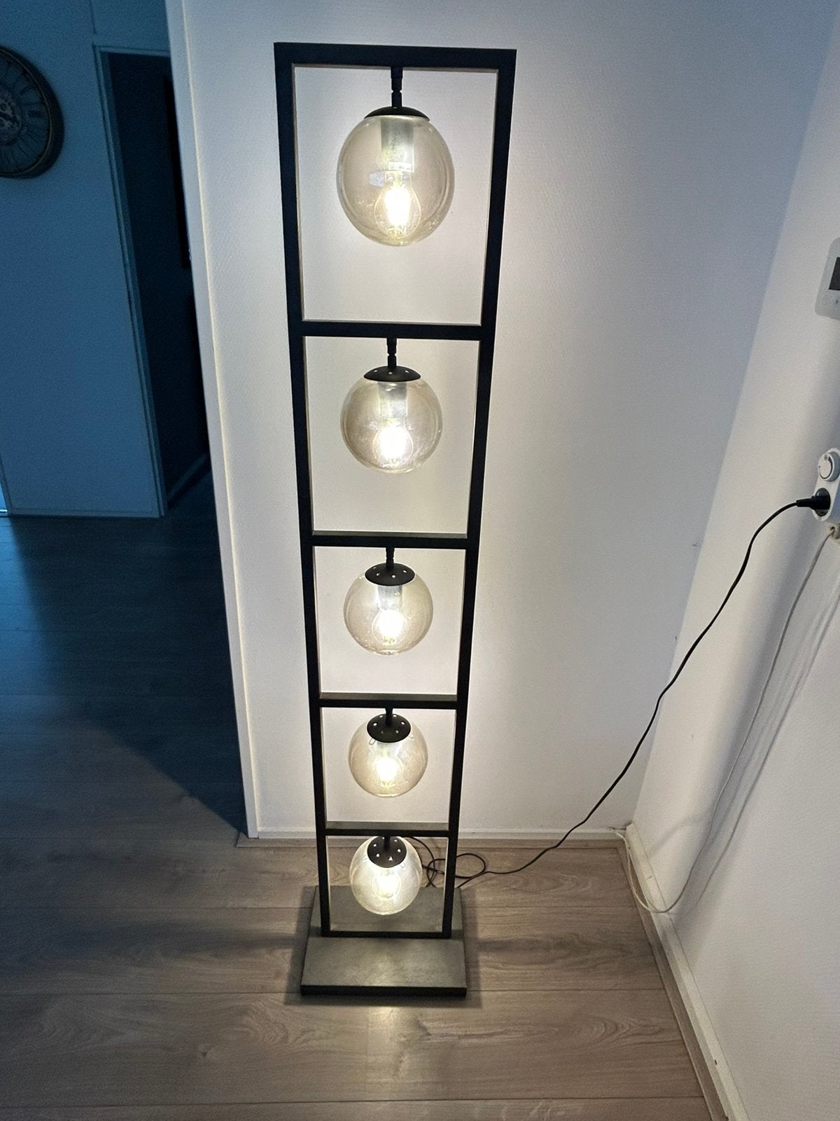Vloerlamp met 5 grote bollen, Huis en Inrichting, Lampen | Vloerlampen, Ophalen, Zo goed als nieuw, 150 tot 200 cm
