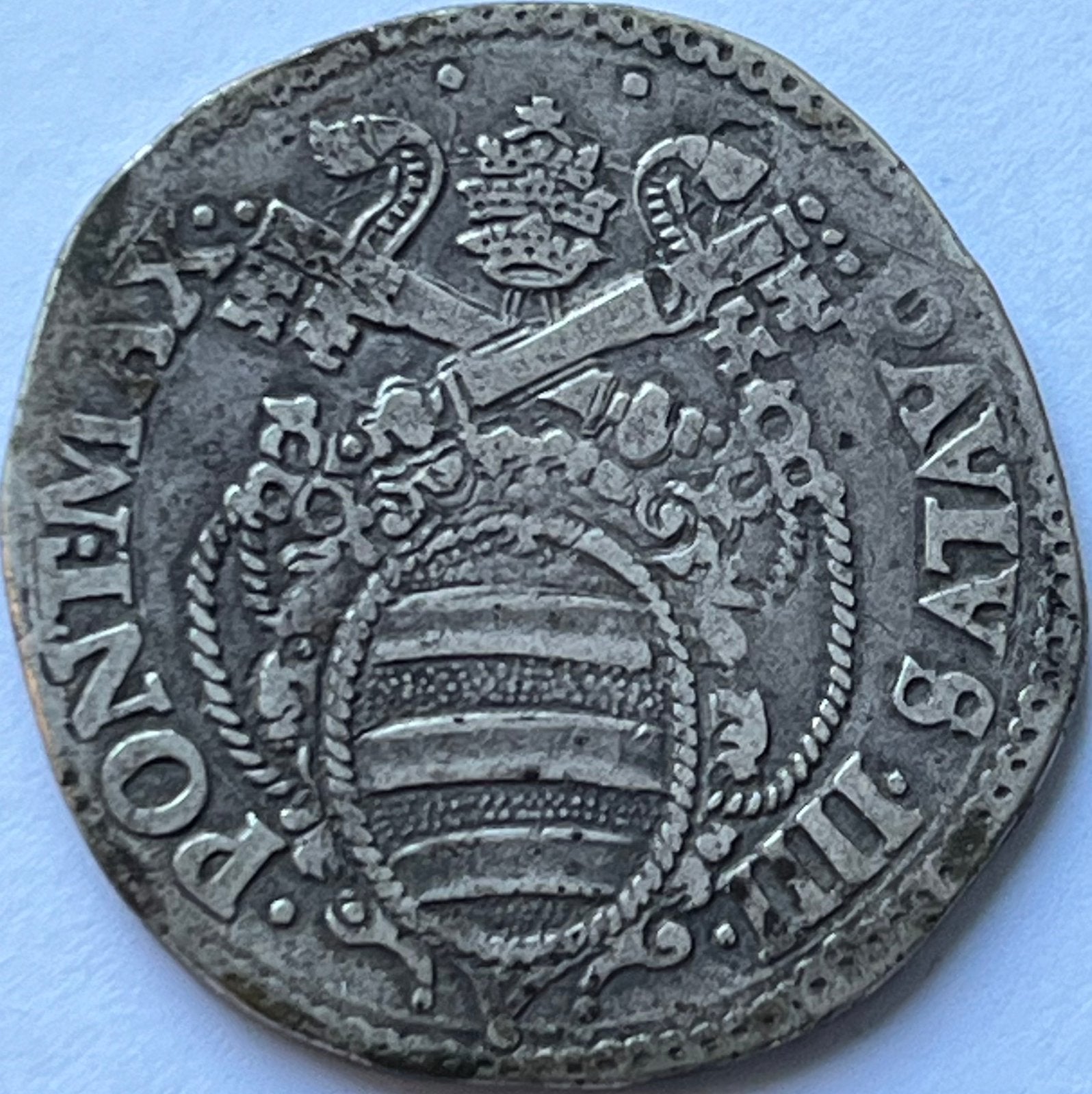Pauselijke Staten schaarse testone Paolo IV zonder jaar, Ophalen of Verzenden, Italië, Losse munt, Zilver