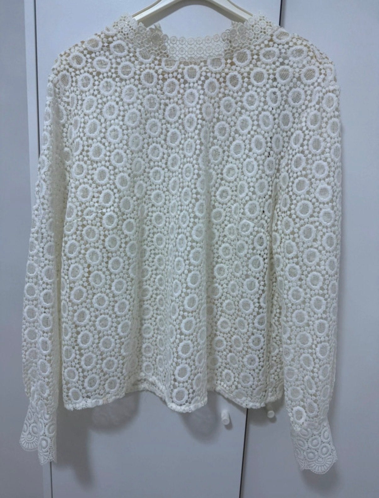 Witte Kanten Blouse, Ophalen of Verzenden, Zo goed als nieuw, Maat 38/40 (M), Wit
