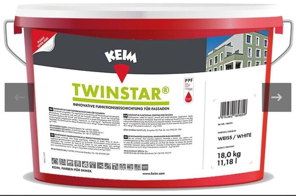 Keim twinstar 18 kg wit, Ophalen of Verzenden, Nieuw, Wit, Verf