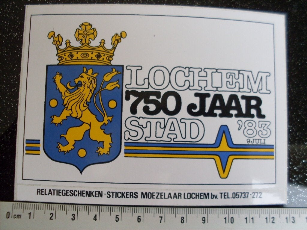 sticker plaats gemeente lochem 750 jaar stad logo 1983, Verzamelen, Verzenden, Zo goed als nieuw, Overige typen