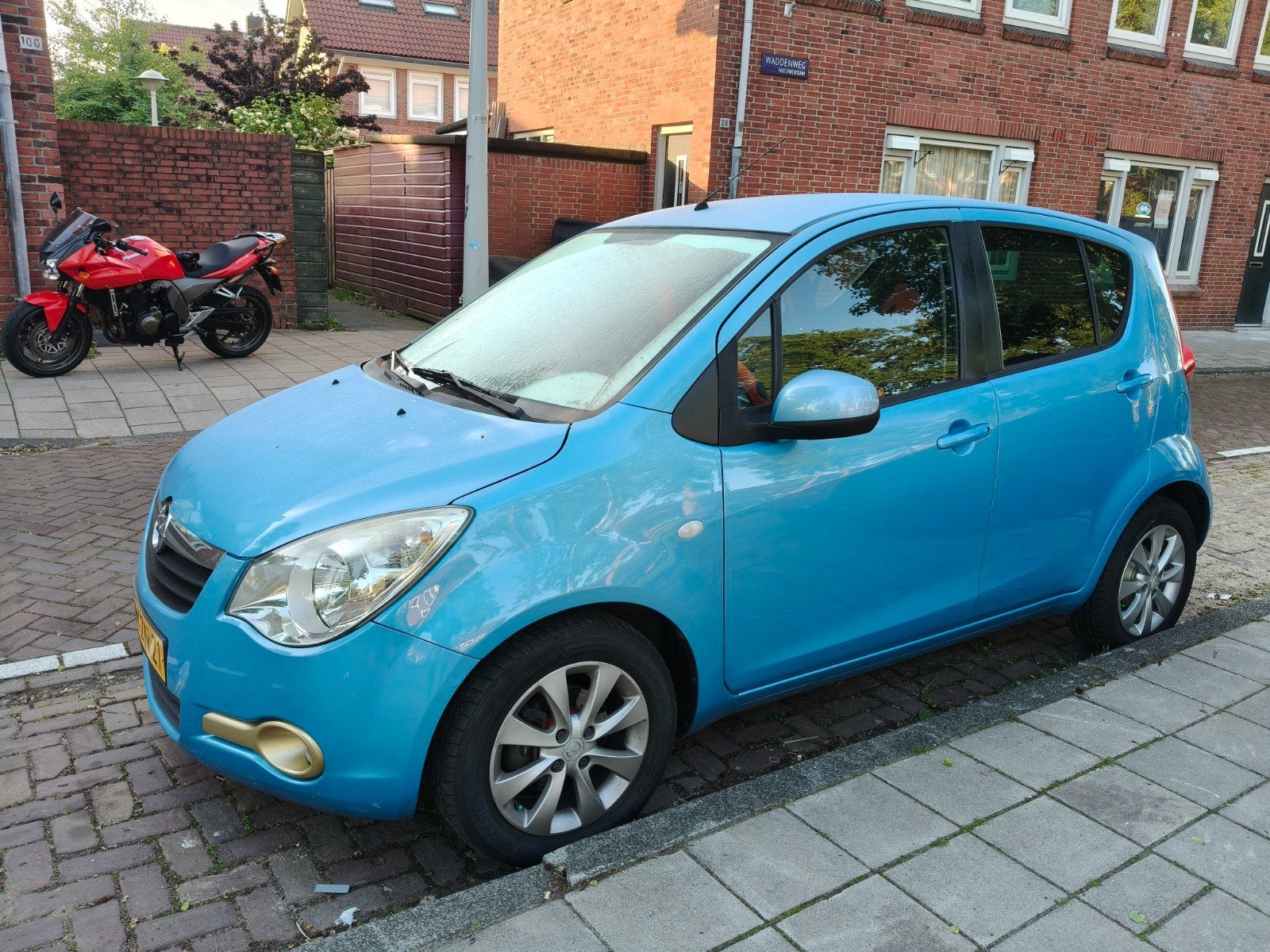 Opel Agila 1.0 12V 2013 Blauw airco., Voorwielaandrijving, 31 €/maand, Blauw, Origineel Nederlands