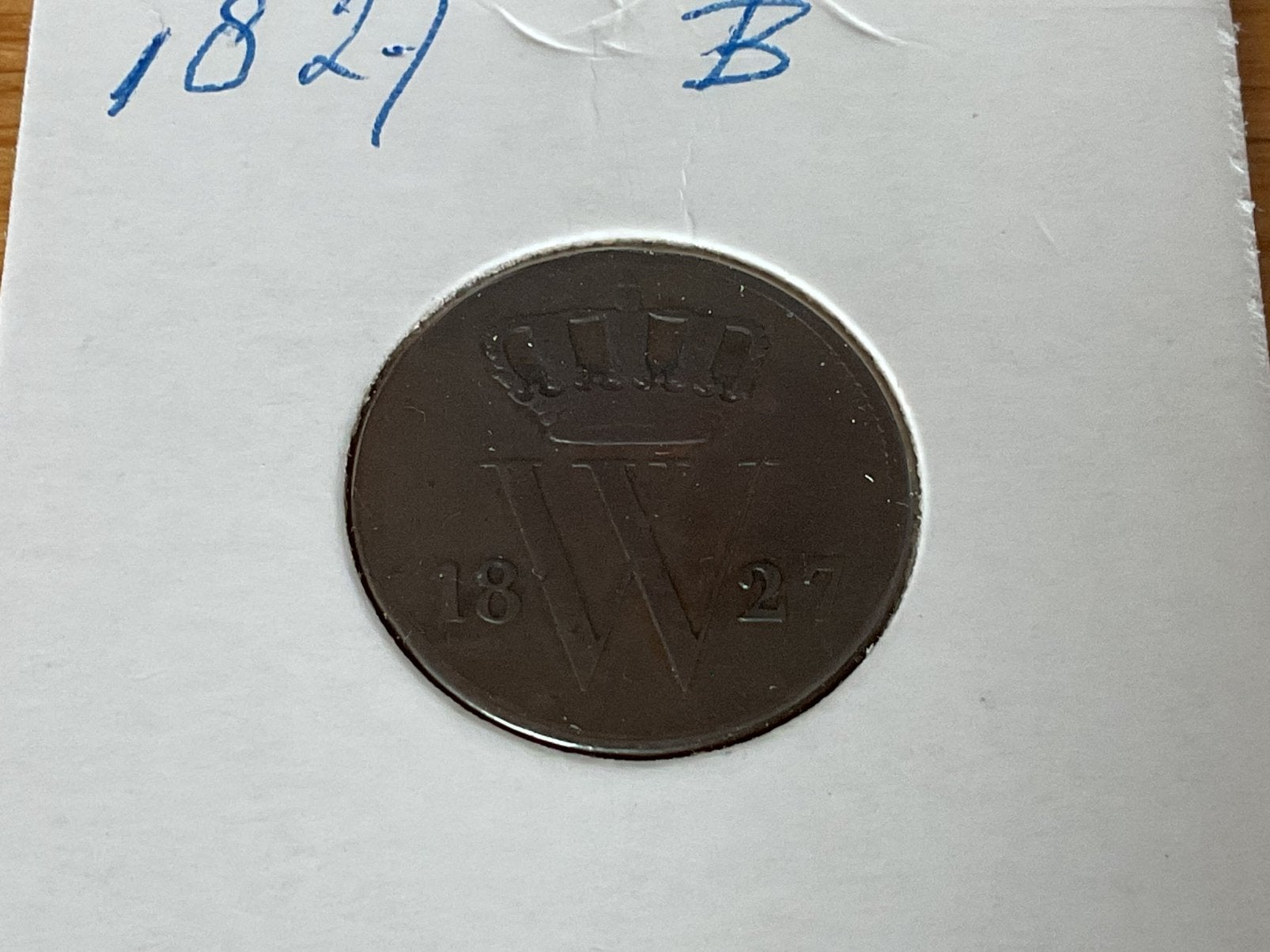 Nederland 1 cent 1827 B, Ophalen of Verzenden, Koning Willem I