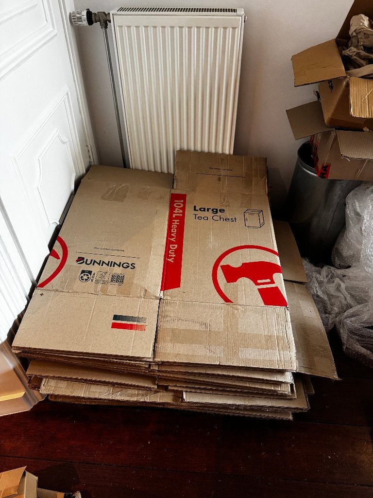 10 x 104 litre moving boxes, Ophalen, Doos, 40 tot 60 cm, Opvouwbaar