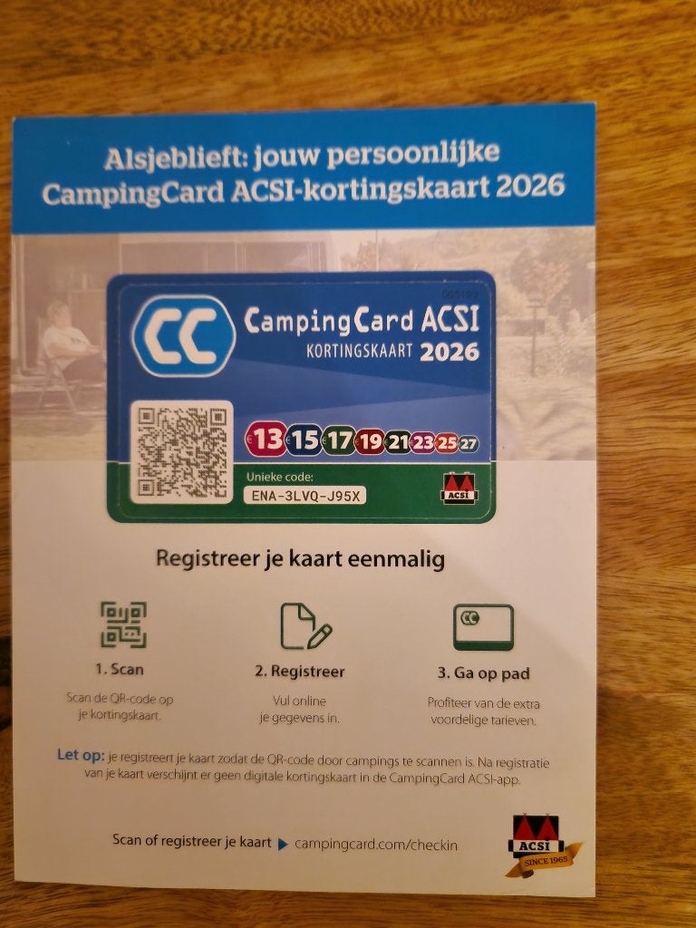 ACSI-Campingkortingskaart 2026, Tickets en Kaartjes, Twee personen, Kortingsbon, Overige typen