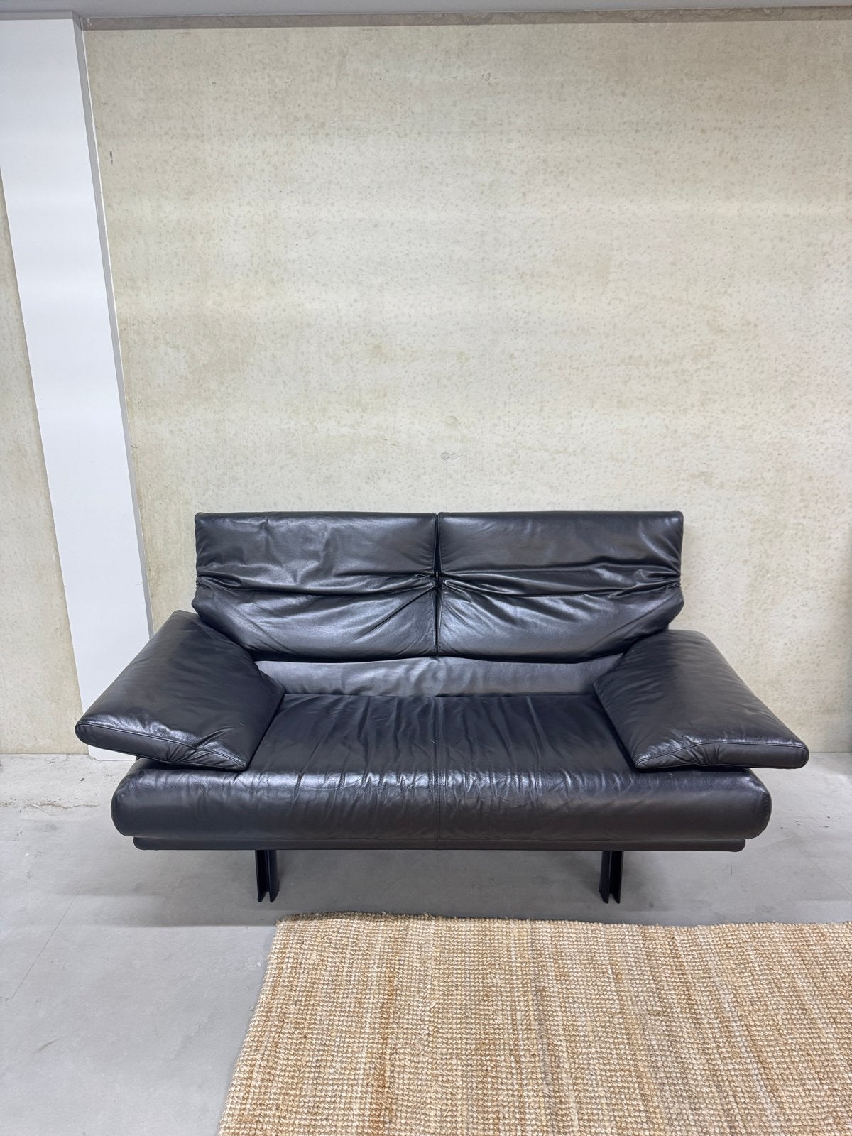B&B Italia Alanda 2-zitsbank van zwart leer, Ophalen, Gebruikt, 150 tot 200 cm, Tweepersoons