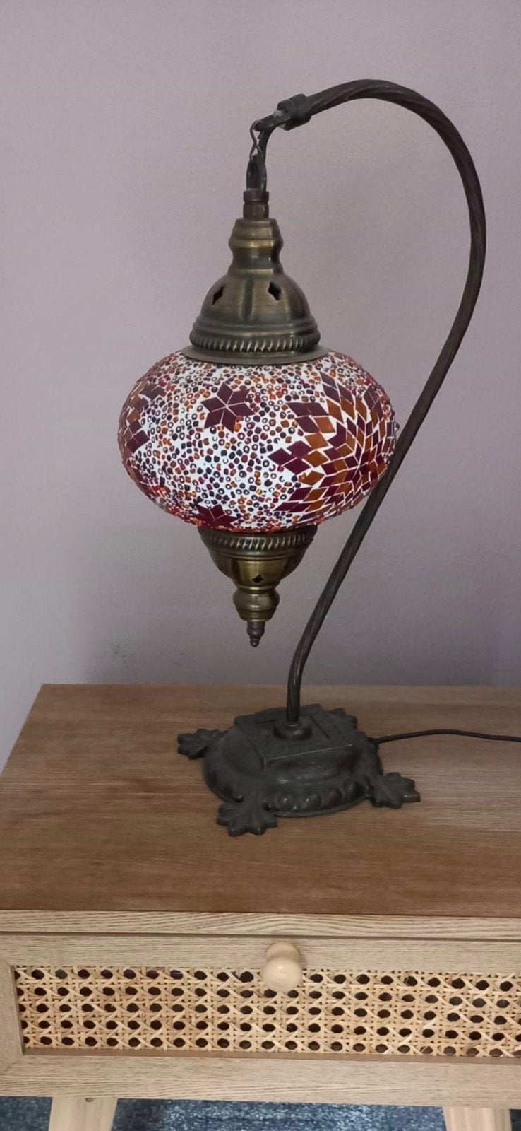 Oosterse Mozaïek Tafellamp - Handgemaakt, Huis en Inrichting, Lampen | Tafellampen, Ophalen, Zo goed als nieuw, Glas