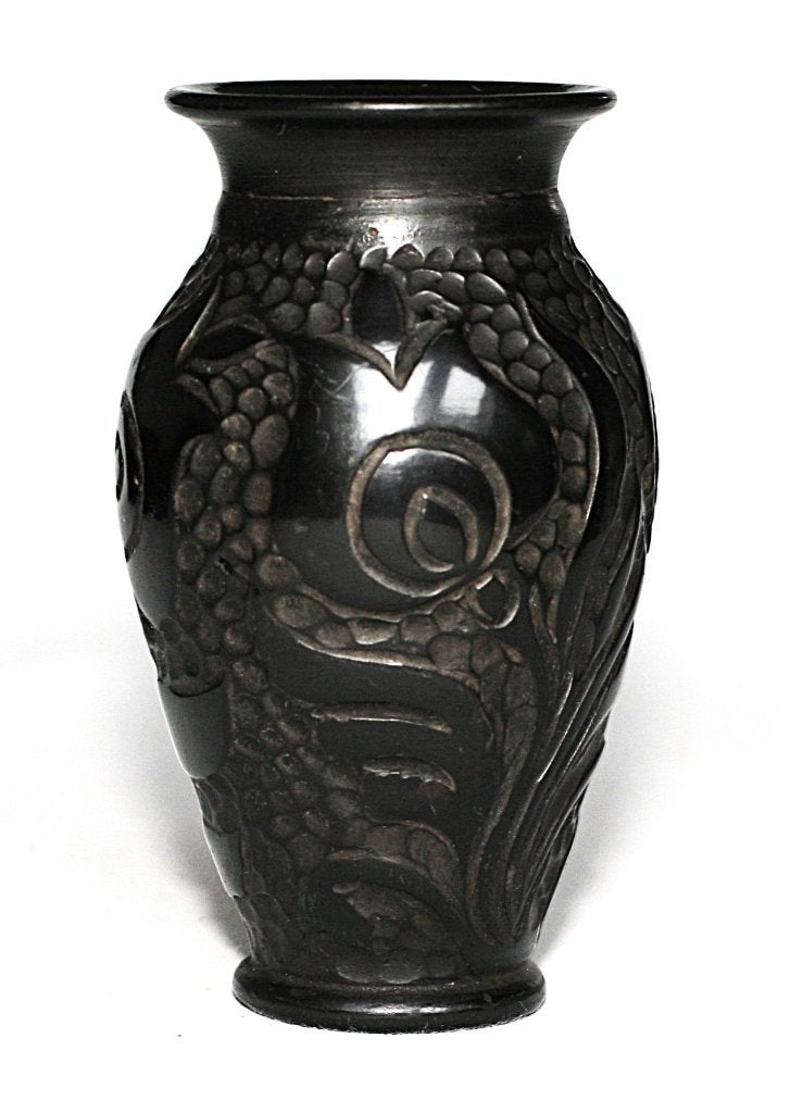 Artisan Roemeens Marginea Zwart Aardewerk vaasje, Ophalen of Verzenden