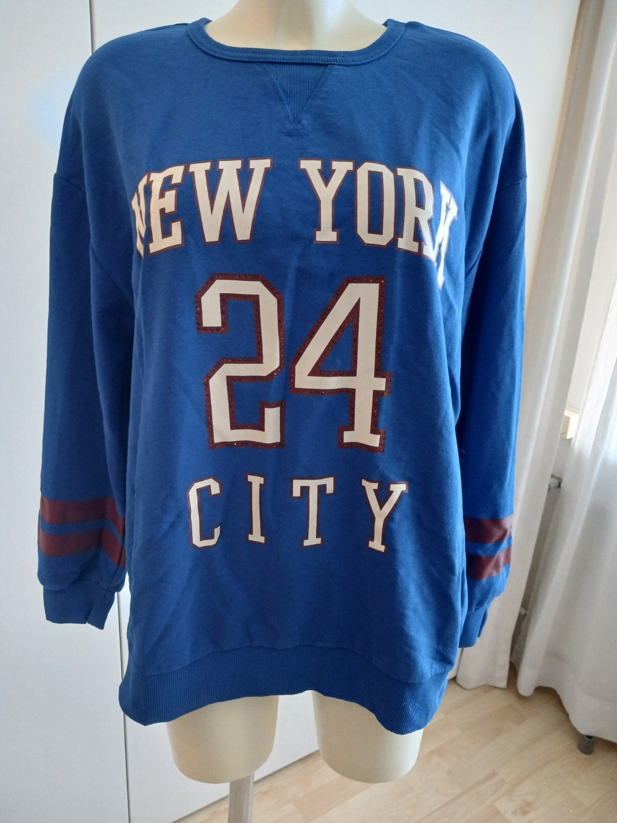 Blauwe sweater met 'New York City 24' opdruk, Kleding | Dames, Blauw, Maat 46/48 (XL) of groter, Ophalen of Verzenden, Onbekend