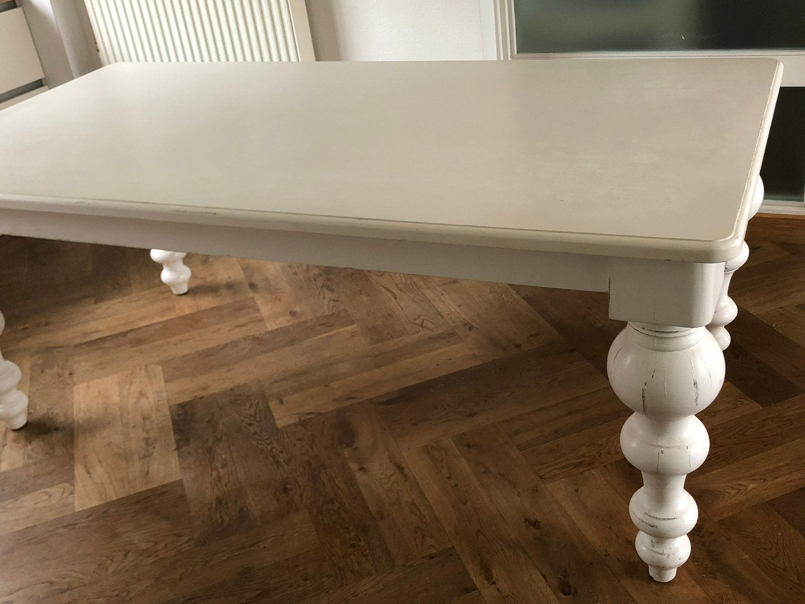 Witte barokke houten tafel 1,97 l, 1 breed, 80 hoog, Ophalen, Gebruikt, Barok, 50 tot 100 cm