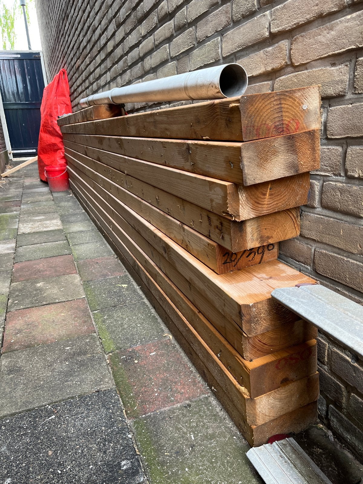 10 gebruikte vuren binten 70x170x3800, Ophalen, Gebruikt, Balk, Vuren