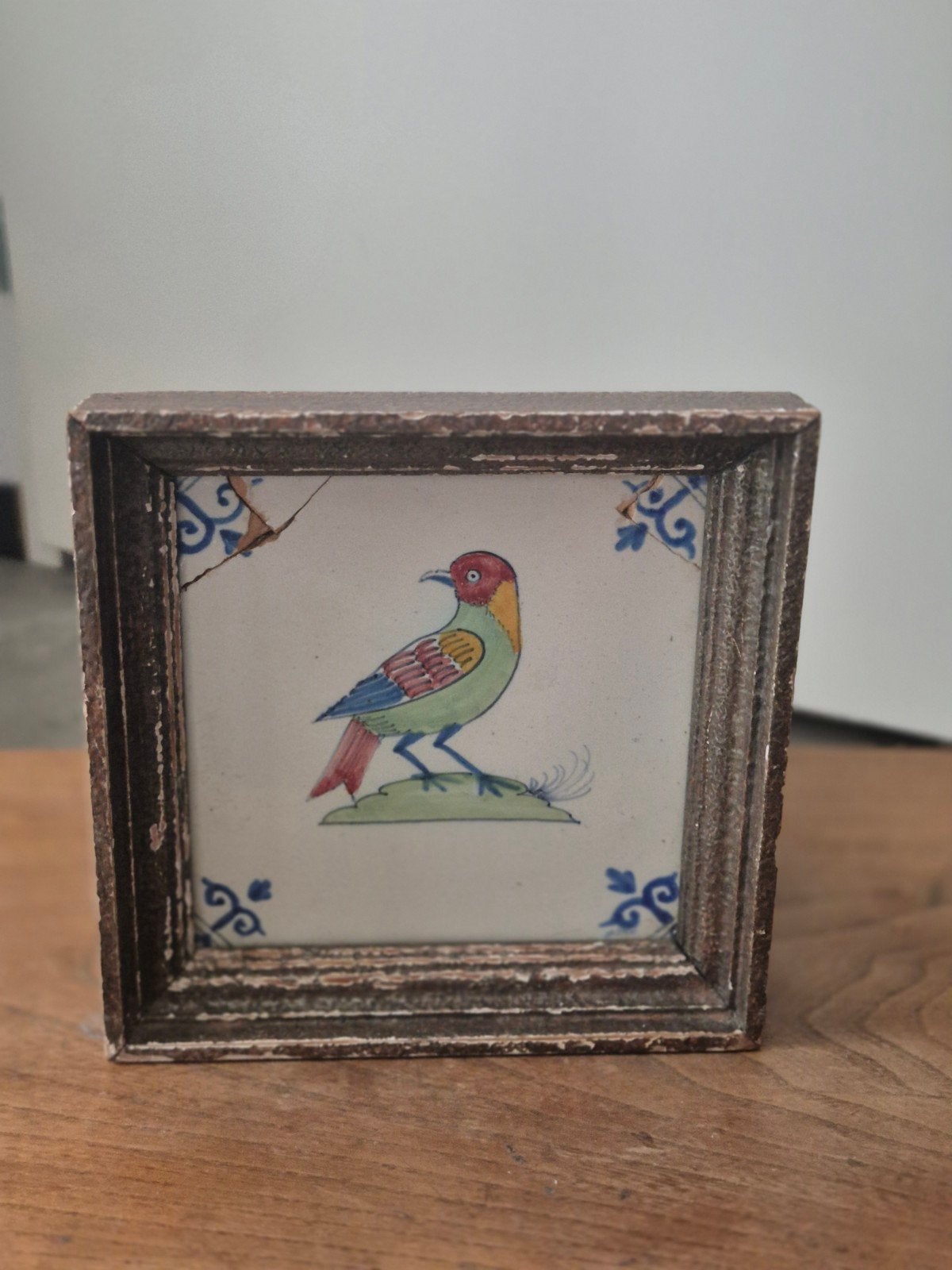 Antieke tegel in lijst., Antiek en Kunst, Ophalen of Verzenden