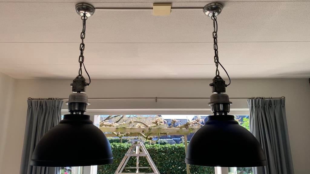 Set van 2 industriele hanglampen, Ophalen, Zo goed als nieuw, Minder dan 50 cm