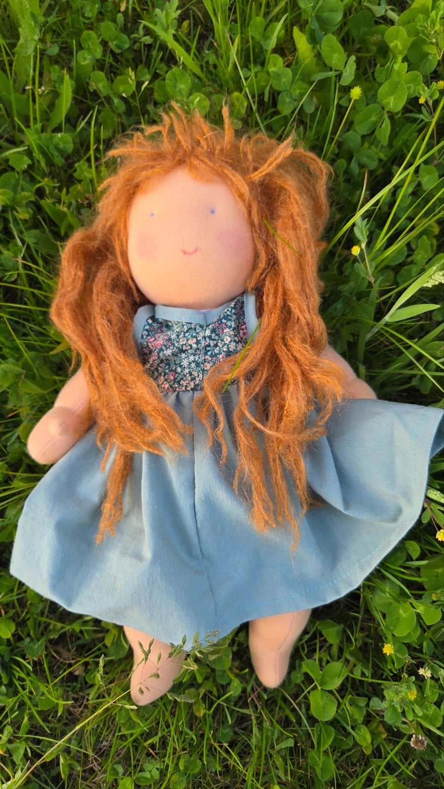 Handgemaakte Waldorf pop met rood haar, Ophalen of Verzenden, Zo goed als nieuw, Overige typen