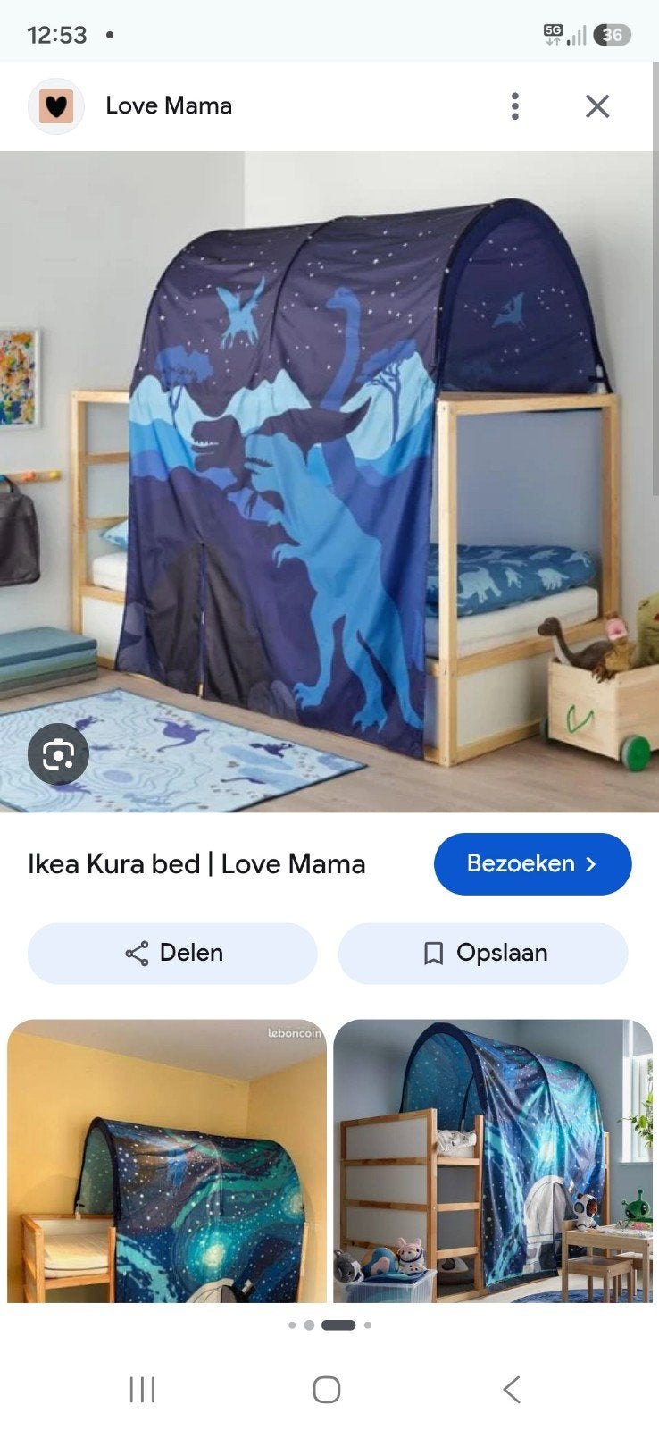 Ikea bedtent dino, Ophalen, Gebruikt