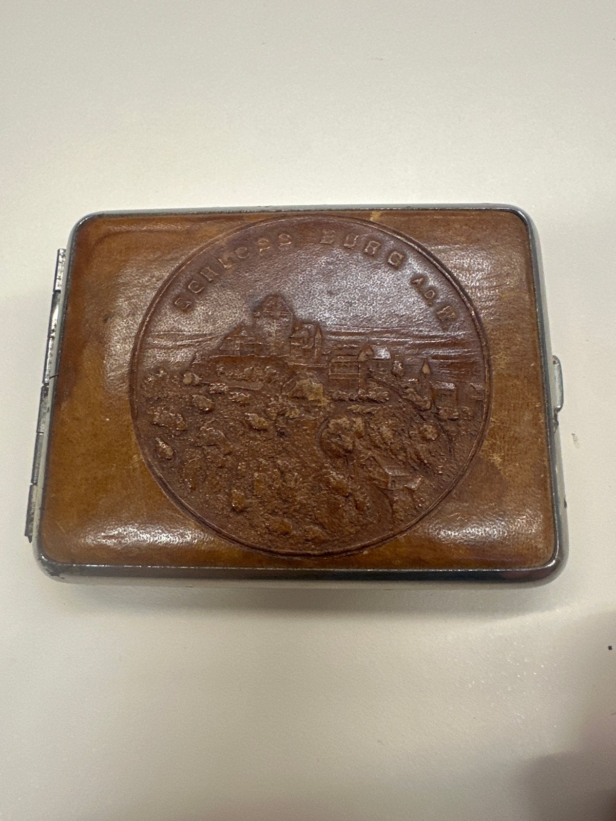 Oude Duitse DRP sigarettenkoker leer en metaal (1925-1935), Ophalen of Verzenden
