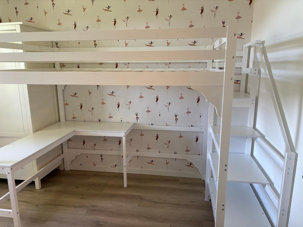 Sweiko Hoogslaper 140x200 cm met bureau en kast, Huis en Inrichting, Ophalen, Gebruikt, Hoogslaper, 160 tot 180 cm