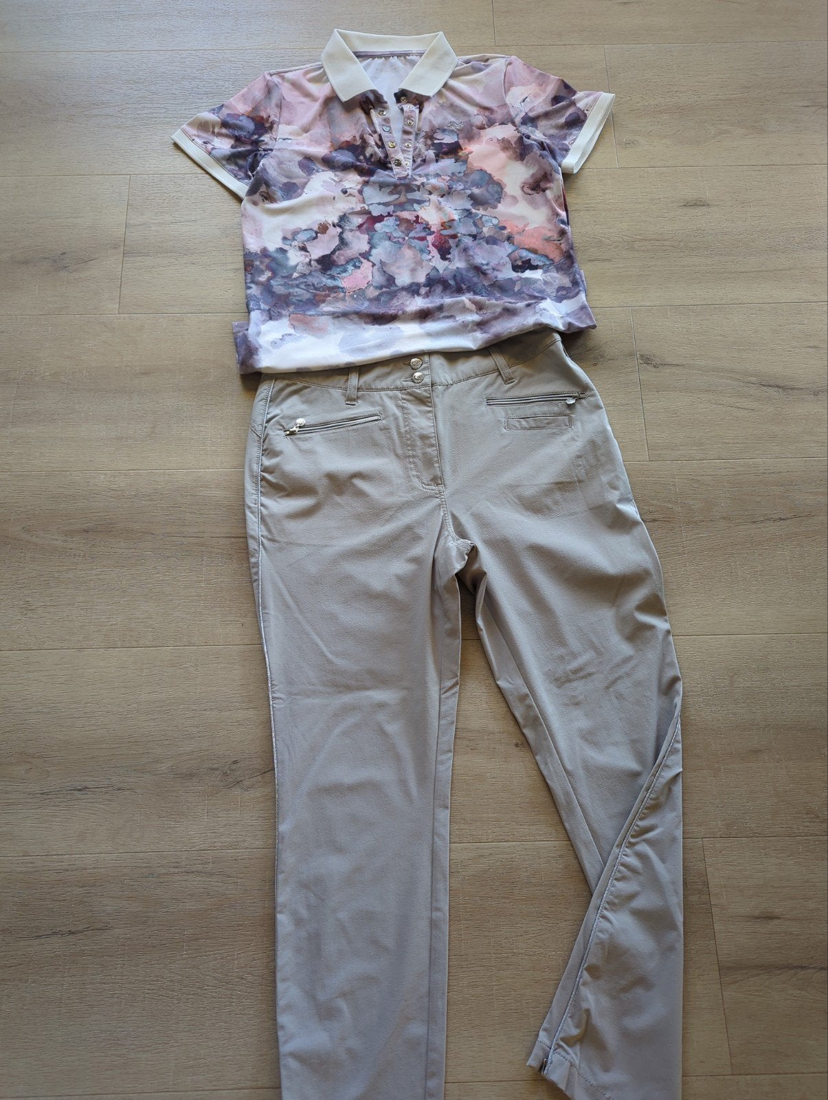 Mooie zandkleurige Dames Golf broek 38/M, Maat 38/40 (M), Beige, Overige typen, Ophalen of Verzenden