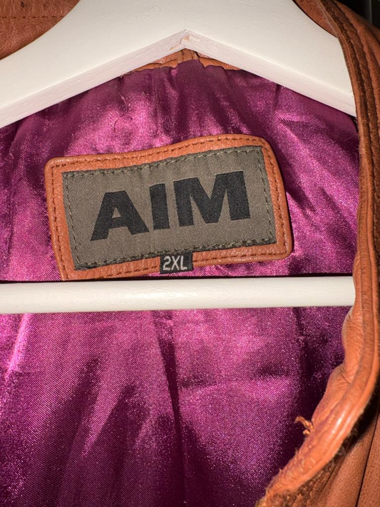 AIM Leren Jas - Bruin - Maat 2XL valt veel kleiner., Kleding | Dames, Ophalen of Verzenden, Gedragen