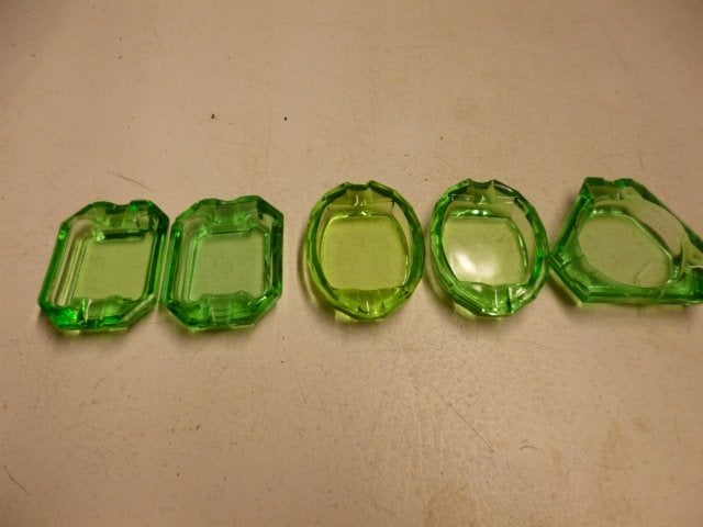 Retro vintage glazen asbakjes groen bruin -roze, Antiek en Kunst, Antiek | Glas en Kristal, Ophalen of Verzenden