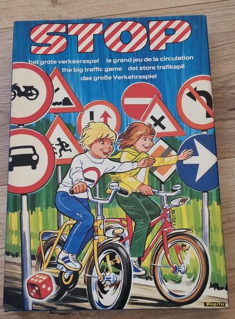 STOP: Het Grote Verkeersspel - Vintage Bordspel, Drie of vier spelers, Ophalen of Verzenden, Gebruikt, Papita