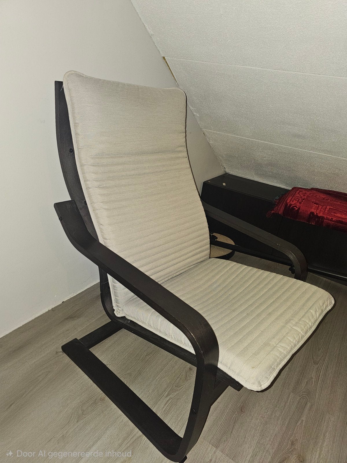 Ikea Poang fauteuil met beige kussen, Ophalen, Gebruikt, Modern, Scandinavisch, 75 tot 100 cm