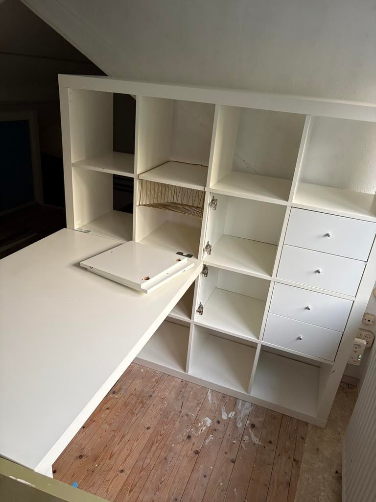 Ikea Kallax inclusief bureau, Ophalen, Gebruikt, Met deur(en), 100 tot 150 cm