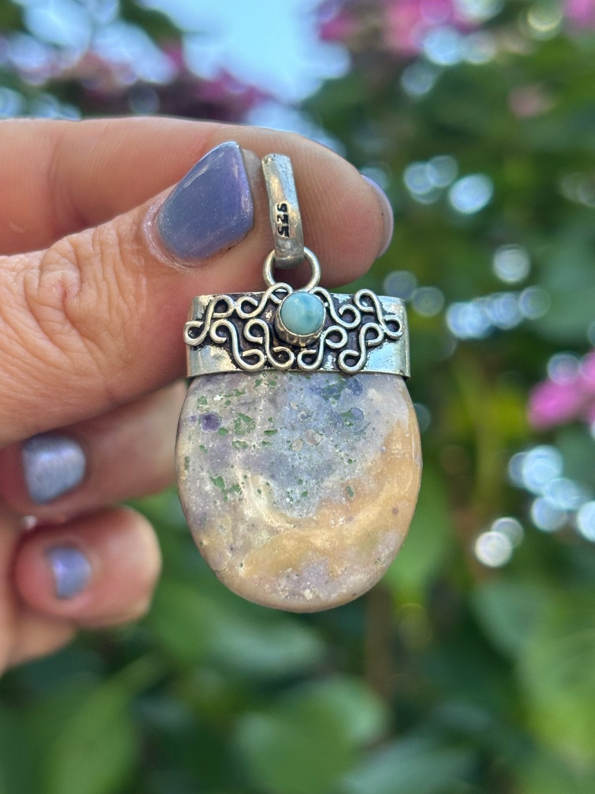 Fluoriet & Larimar Edelsteenhanger Sieraden Kettinghanger, Vanbeeksaar4@gmail.com, Nieuw, Ophalen of Verzenden, Steen of Mineraal