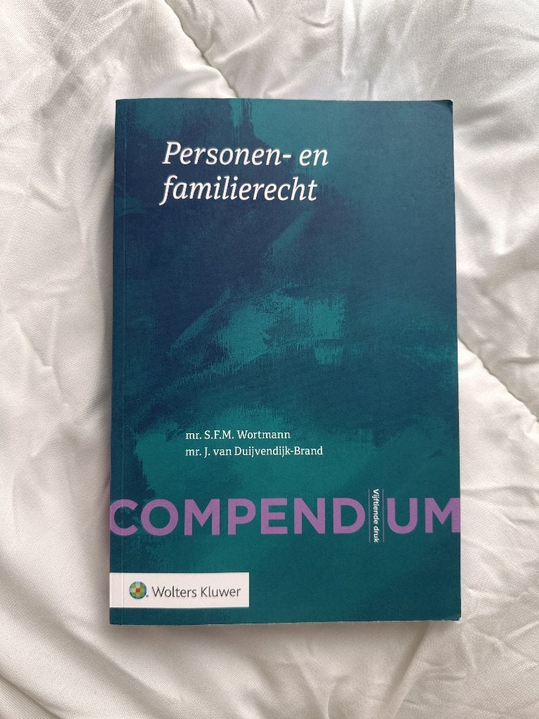 Compendium van het personen- en familierecht - S.  Wortmann, Boeken, Zo goed als nieuw, Mr. S.F.M. Wortmann en mr. J. van Duijvendijk-Brand