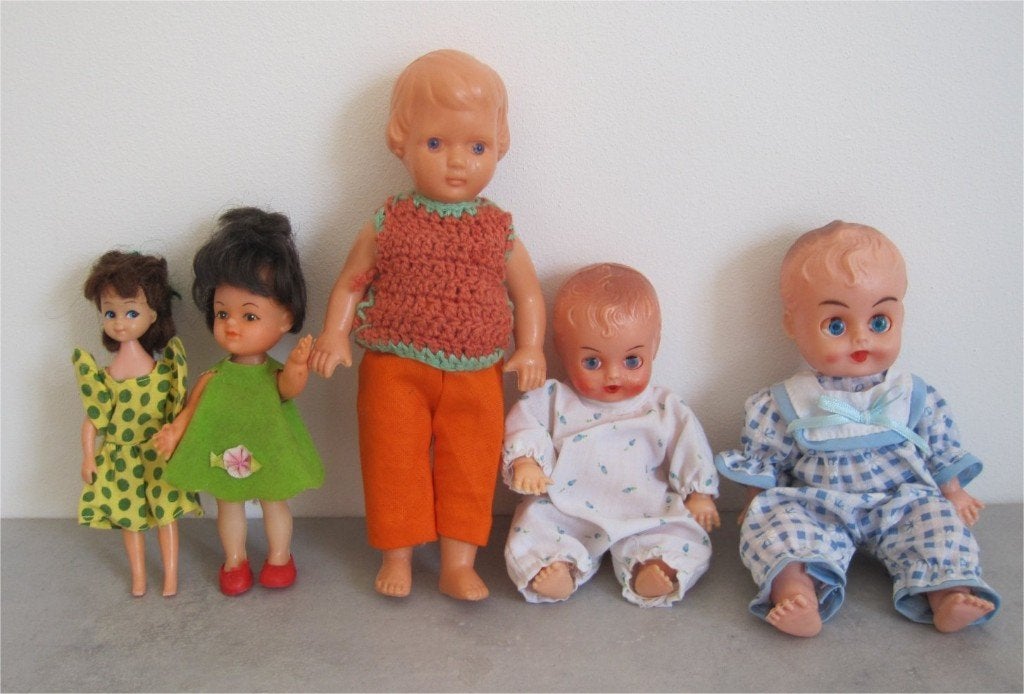 5 oude popjes, Ophalen of Verzenden, Gebruikt, Pop
