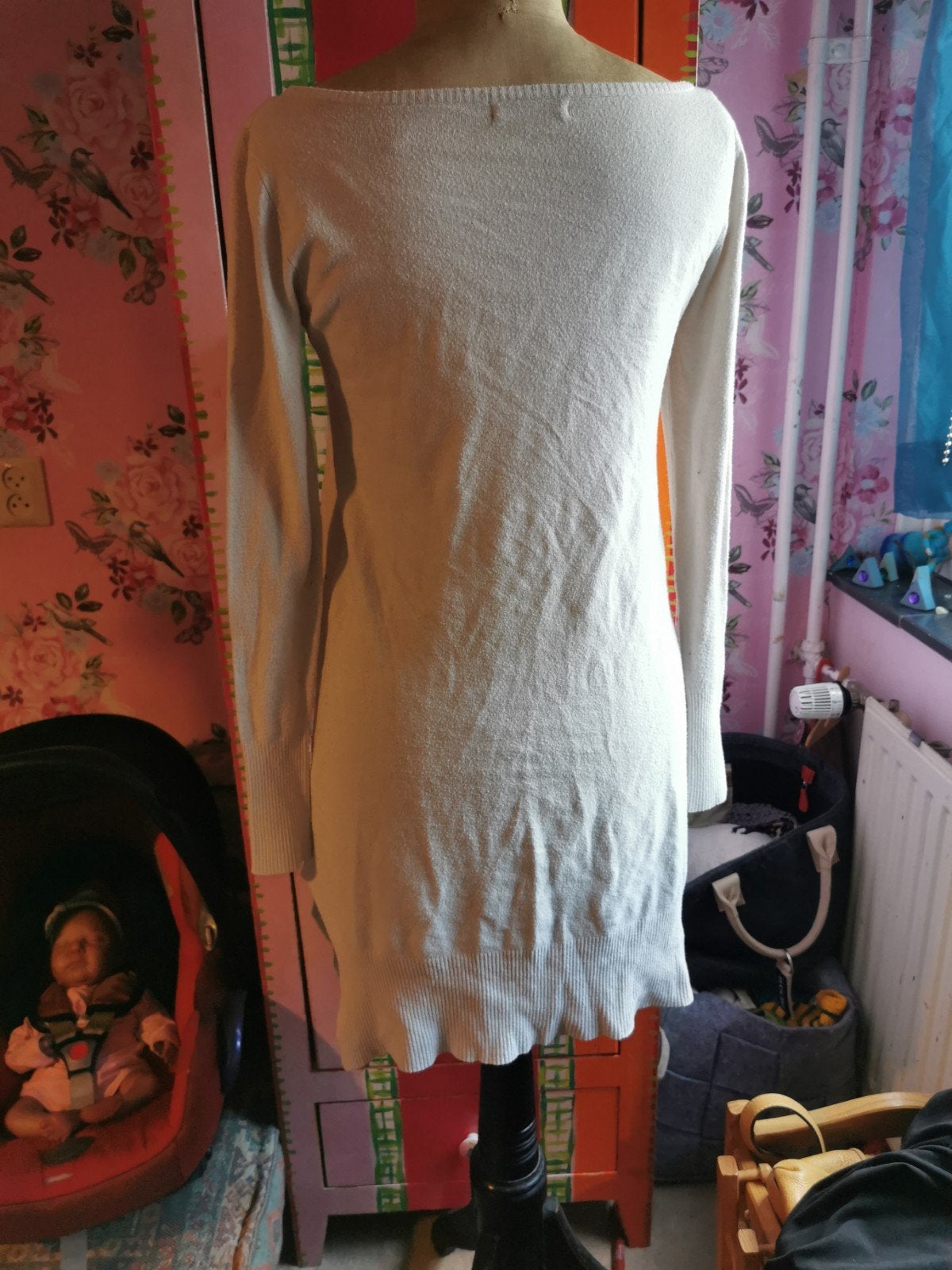 Miss Miss Gebreide Jurk Beige Maat 38/40 (M), Kleding | Dames, Jurken, Maat 38/40 (M), Beige, Gedragen, Boven de knie