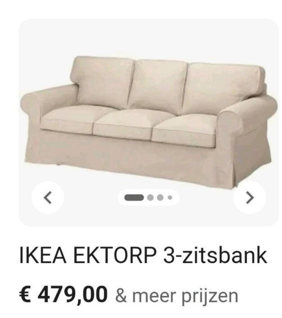 Ikea ektorp 3 zitsbank 1,5 jaar op gezeten, Ophalen, Crème, 90 cm, Zo goed als nieuw
