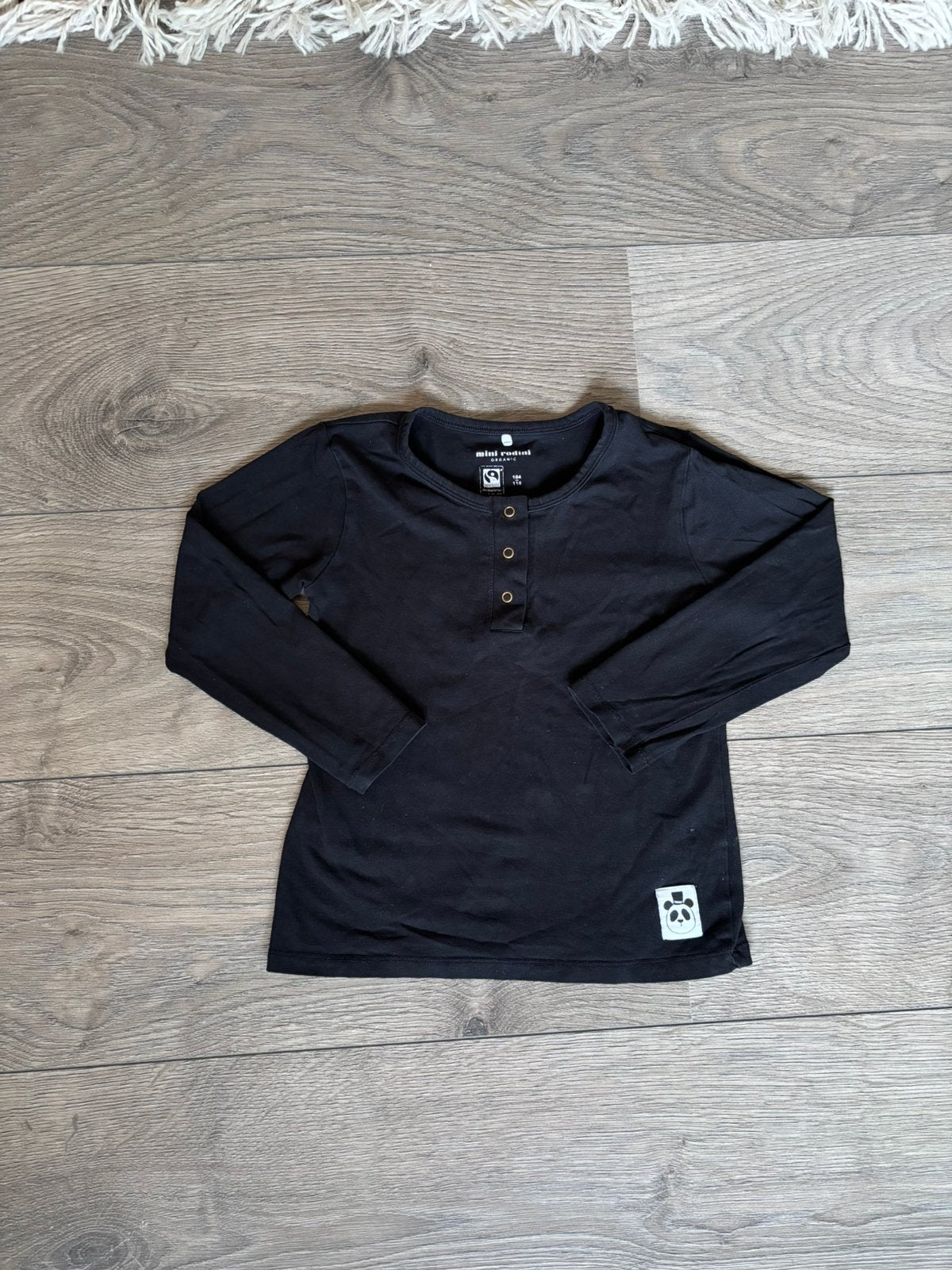 Mini Rodini longsleeve zwart maat 104-110, Ophalen of Verzenden, Zo goed als nieuw, Jongen of Meisje, Shirt of Longsleeve