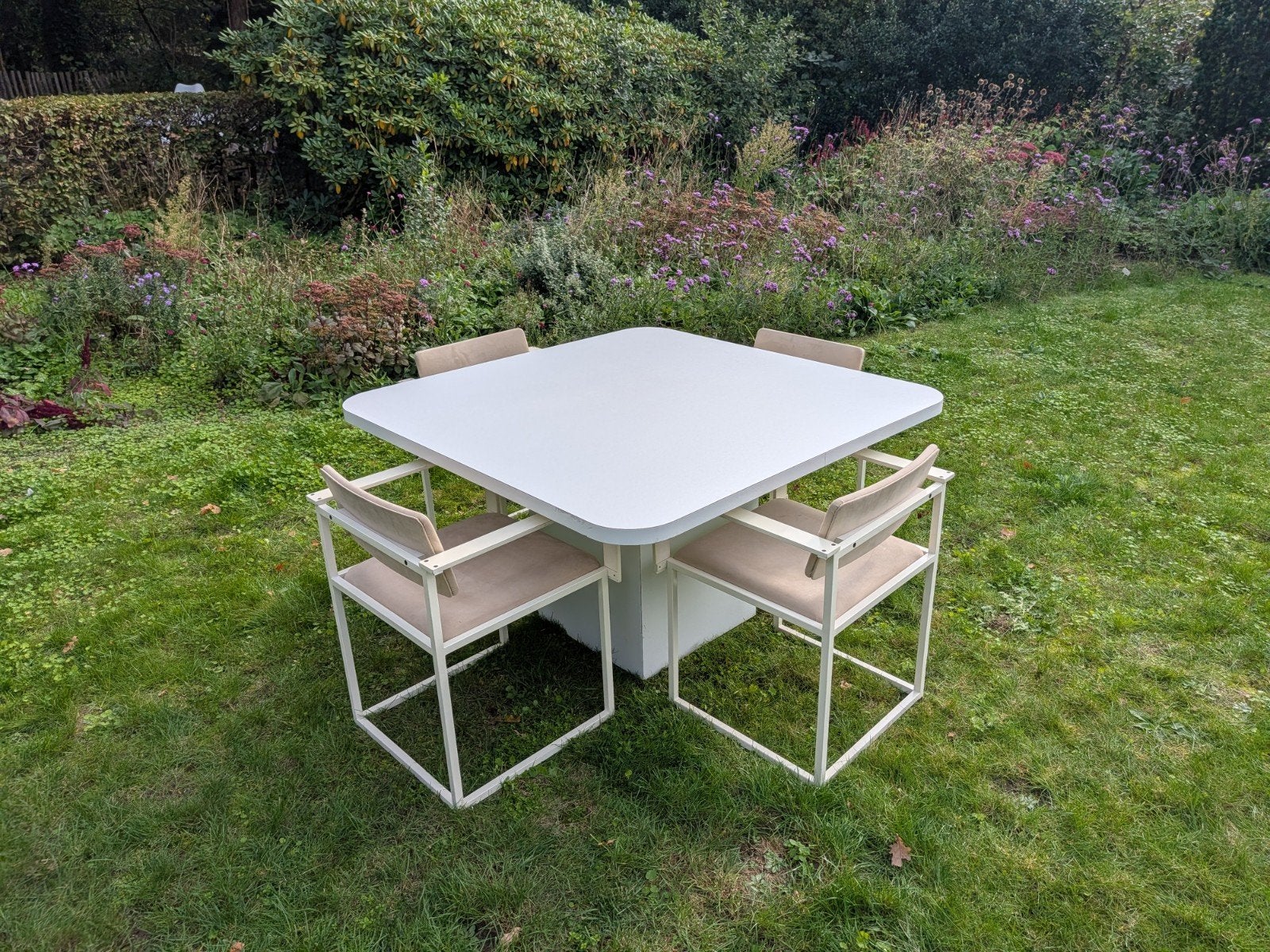 Pastoe eettafel TM40 met 4 stoelen FM80 - Pierre Mazairac, Ophalen, Overige materialen, Gebruikt, Vierkant