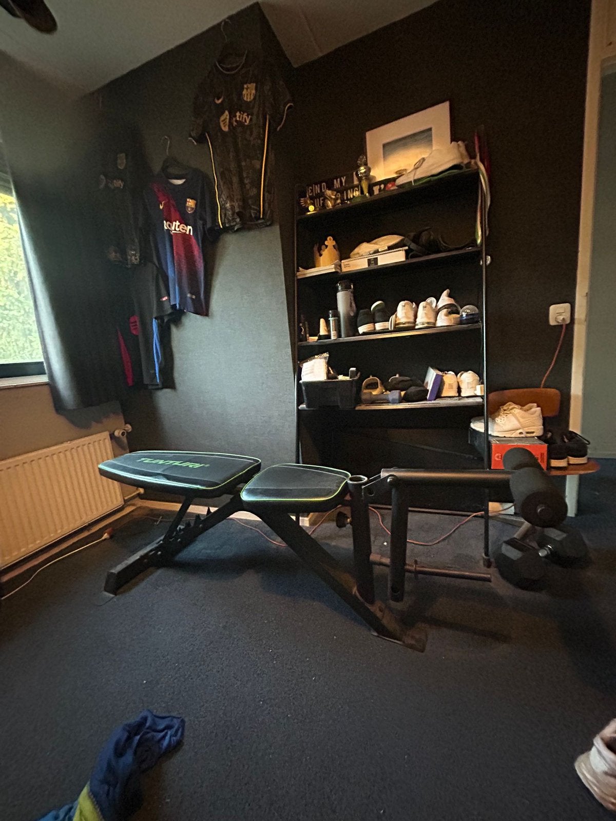 Tunturi WB50 Verstelbare Halterbank met Squat-rek, Ophalen, Gebruikt, Buik, Oprekstang