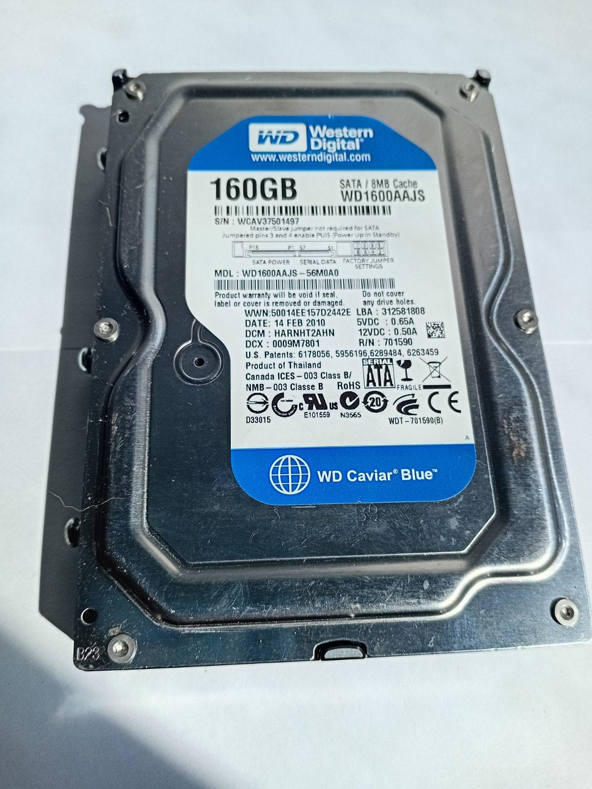 Western Digital WD1600AAJS 160GB SATA HDD, Computers en Software, Intern, Server, 160GB, Ophalen of Verzenden