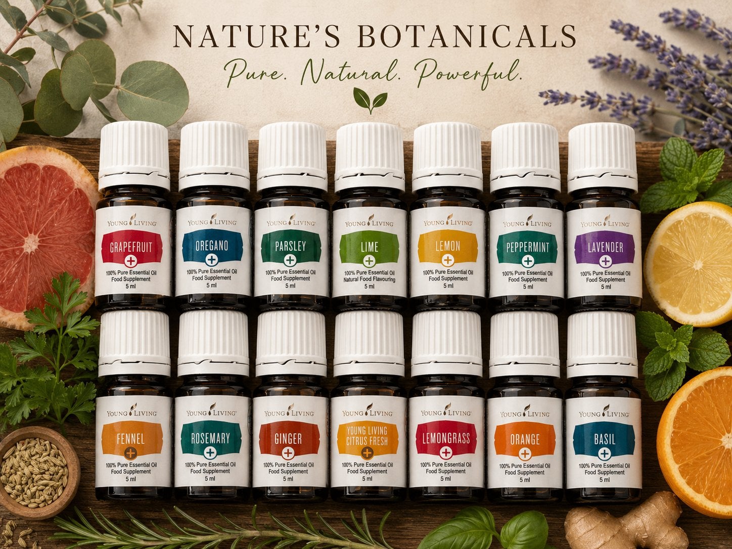 Young Living olie 14x Lavender Peppermint Lemon Oregano enz, Ophalen of Verzenden, Nieuw, Aroma