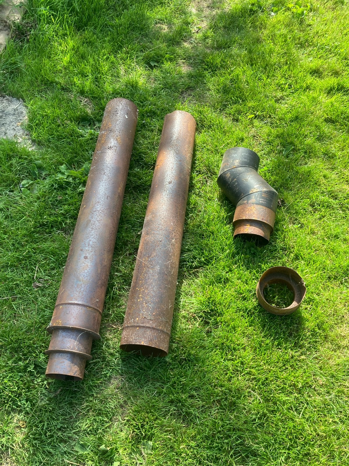 Enkelwandige kachelpijp 150mm met bochten en verloop, Ophalen of Verzenden, Gebruikt, Overige typen