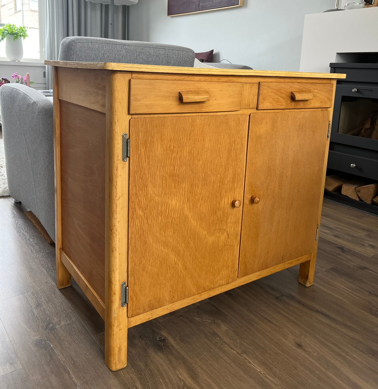 Vintage commode / dressoir / ladekastje. Jaren ‘60, Ophalen, Gebruikt, 1 of 2 laden, Minder dan 100 cm